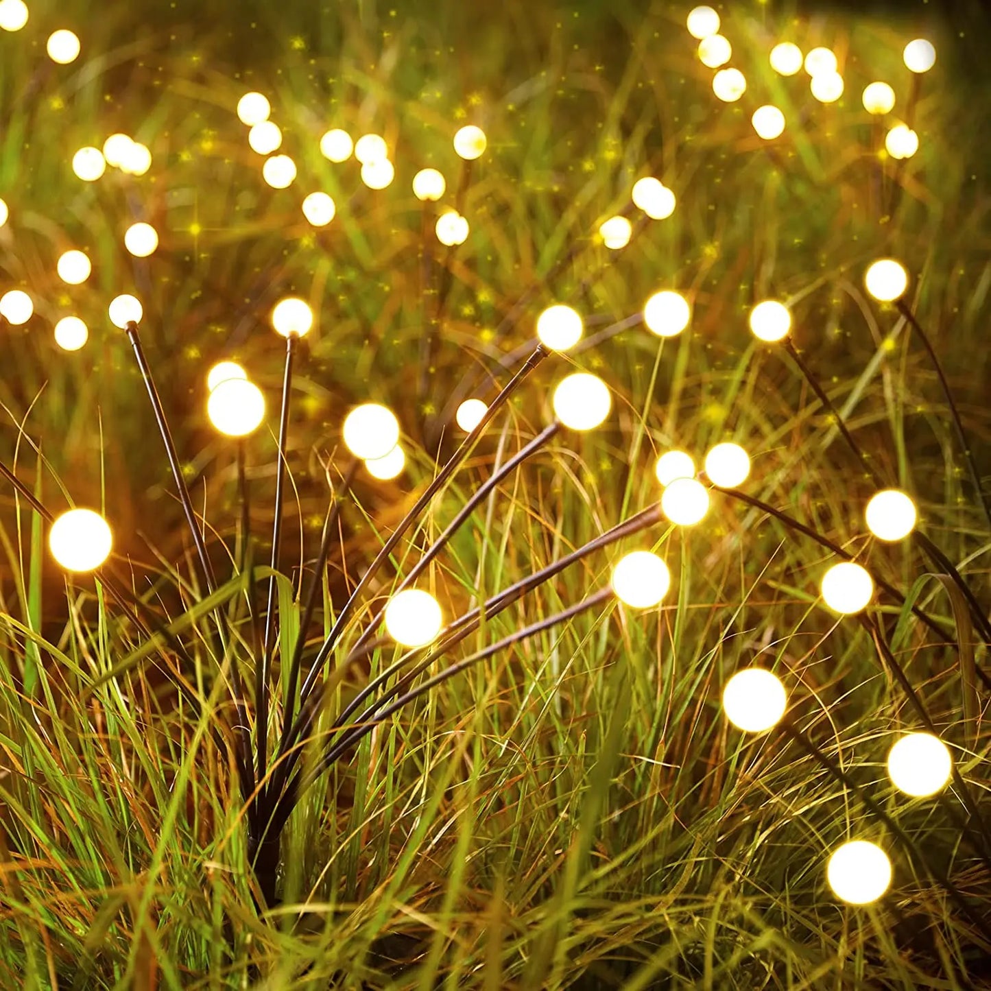 8 lumini solare de grădină cu LED-uri lumini de licurici în aer liber, rezistente la apă, lumini vibrante de grădină pentru decorarea căii de terasă, cald