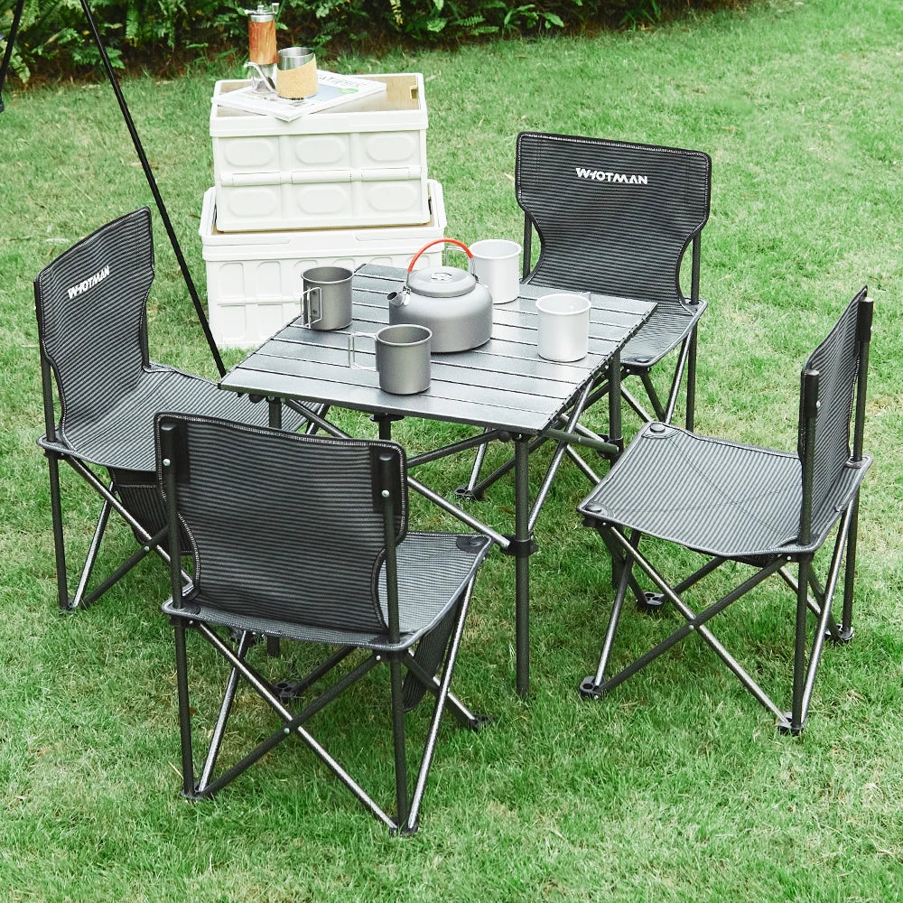 Masă de camping portabilă cu patru scaune pliabile Seturi de set de scaune de masă de picnic pentru grădină în aer liber Birou pliabil ultra-ușor rezistent la apă