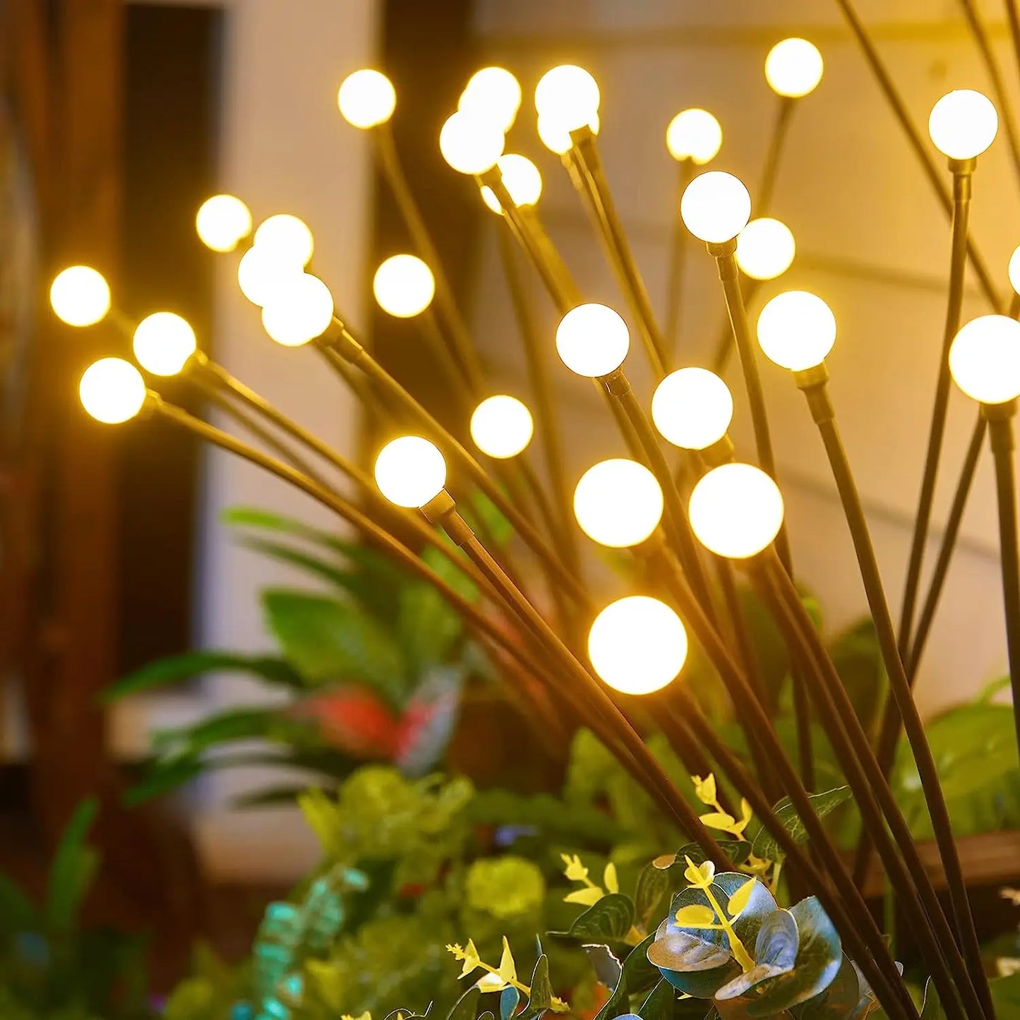 8 lumini solare de grădină cu LED-uri lumini de licurici în aer liber, rezistente la apă, lumini vibrante de grădină pentru decorarea căii de terasă, cald