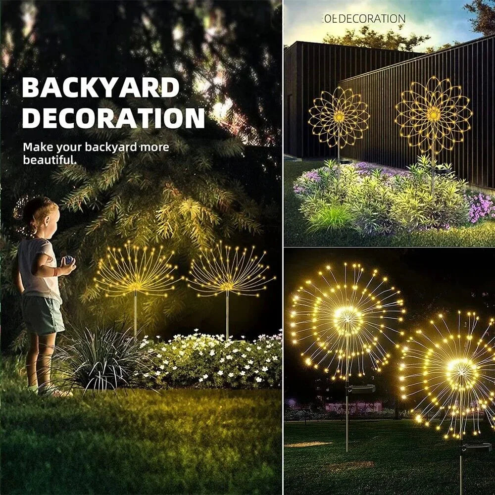 Lumini solare cu LED-uri pentru decorarea grădinii Lumini pentru zâne Lampă pentru gazon de păpădie în aer liber, impermeabilă, pentru decorarea peisajului de grădină