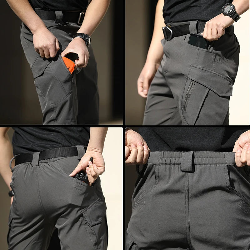 CHRLCK Pantaloni tactici anti-zgârieturi pentru bărbați Pantaloni de drumeție cu elasticitate pentru bărbați, impermeabili, vânătoare, pescuit, camping, rezistenți la uzură